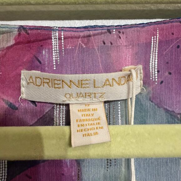 Adrienne Landau Floral Watercolor Draped High Slit Deep V Maxi Gown Sz 12 NWT - Picture 6 of 14